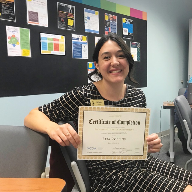 Leia M. Gaskin-Sadiku Rollins, Coordinator for College High School Programs at Piedmont Community College (PCC), completed training with the National Career Development Association as a Career Development Facilitator.