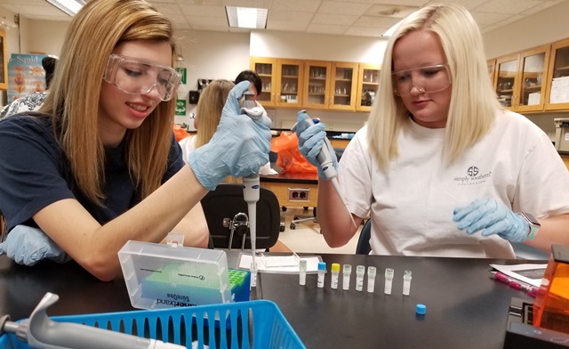 Mary Jordan and Jenna Wallace - PCC students in the College’s Microbiology class