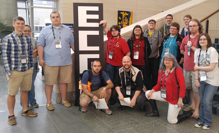 DEAT Students and instructor at the East Coast Game Conference: Chase Gentry, David Paff, Jasmine Villines, Richard Hobza, Christian Kimball, Jason Taylor, Jimmy Fuller, Chase Upchurch, Ashley Stovall, Colby Edge, Jessica Jackson, Seated: Tyler Riggsbee and Micah Yarber 