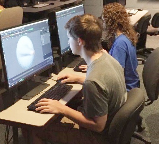 Student learn the Maya Software at PCC