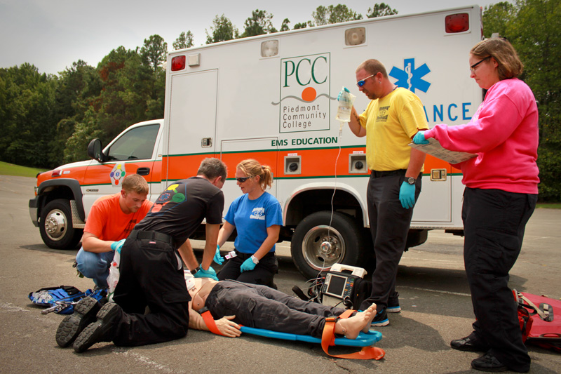 Photo of EMS Class doing hands-on activity